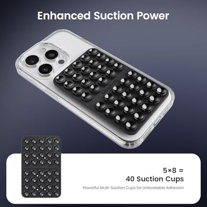 2PCS Silicone Suction Cup Phone Case Mount Double Sided, Hands-Free Phone Accessories Holder for Selfies and Videos, Silicon Sticky Phone Grip for iPhone and Android, Transparent&Black - color: Transparent&Black