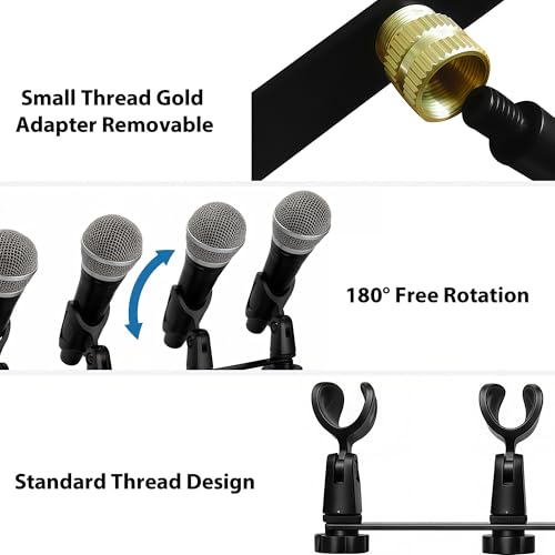 Musiin Multi-Function Desktop Microphone Stand, Adjustable Table Mic Stand with Microphone Clip (1-to-4 Microphone clip) - size: 1-to-4 Microphone clip