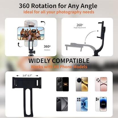 67" Phone Tripod Selfie Stick for iPhone & Android, Extendable Cell Phone Stand with Wireless Remote, Lightweight Travel Tripod Phone Holder for Video Recording, Live Streaming, Photography - size: 67"