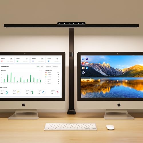 Architect Desk Lamp with Clamp, Eye-Caring Clip on Desk Lights for Home Office, Touch Control Dimmable LED Computer Light with Color Changing, 24W Bright Desktop Lamp for Drawing Crafts, Black - color: Black, size: Head Length 31.5“ with Clamp