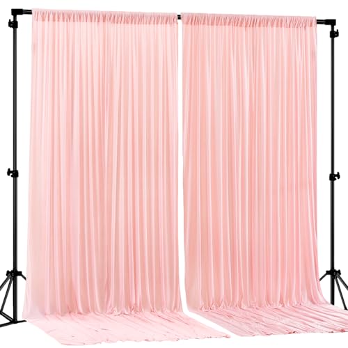 Blush Pink Backdrop Curtains-Wrinkle-Free Polyester Photography Drapes Party Curtain Background for Baby Shower Wedding Decorations- 8 X10FT - color: Blush Pink, size: W4' x H10'(2 panels)