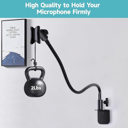 Premium Flexible Microphone Wall Mount Holder, Gooseneck Desk Microphone Wall Mount Holder - Heavy Duty Adjustable Mic Arm for Podcast, Studio, Streaming, Podium, Desk or Wall Installation