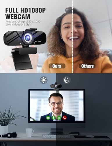 Tewiky Full HD Webcam with Built-in Microphone and Rotatable Tripod, 1080P Video and Wide Angle Camera, Privacy Cover, for Desktop PC or Laptop Computer - style: 1080P Webcam with Type-C Cable