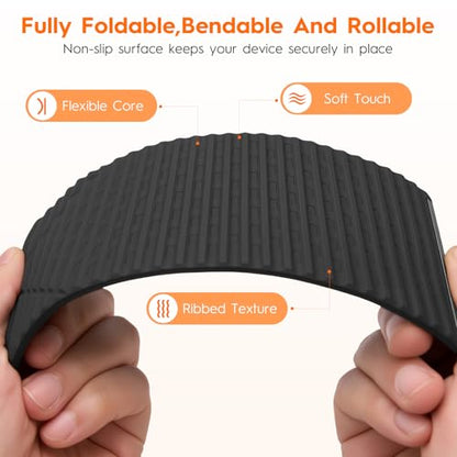 2 Pack Adjustable Foldable Silicone Phone Stand, Universal Bendable Cell Phone Tablet Holder, Portable Anti-Slip Desk Bed Phone Mount for Travel Home Office(Orange/Black) - color: Mixed