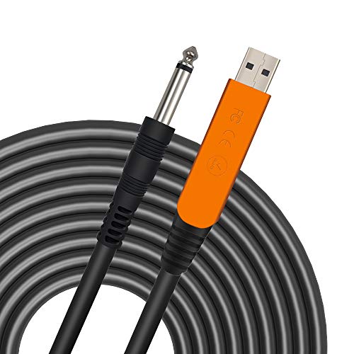 USB Guitar Cable 10Ft, USB Guitar Interface Male to 6.35mm 1/4 inch Gold-Plated TS Mono Plug,Recording Cable Compatible with PC, Mac, Xbox, PS4, PS3,PS2 - color: Black 2
