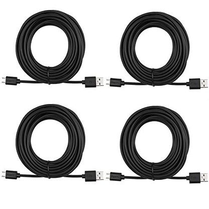 Smays 4-Pack 25ft Security Camera Micro USB Extension Cable Compatible with YI Home Camera, Oculus Go, Blink Mini, Black - color: Black, size: 25 Feet