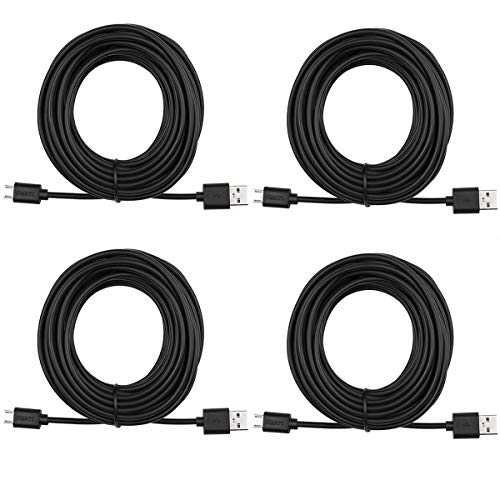 Smays 4-Pack 25ft Security Camera Micro USB Extension Cable Compatible with YI Home Camera, Oculus Go, Blink Mini, Black - color: Black, size: 25 Feet