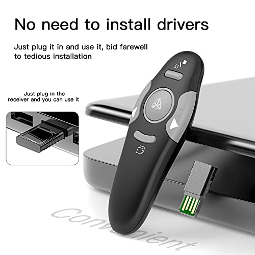 QUI Presentation Clicker Wireless Presenter Remote Clicker for PowerPoint Presentation Remote, PowerPoint Slide Advancer for Mac/Windows/Google Slide/Keynote, Black, A - color: Black