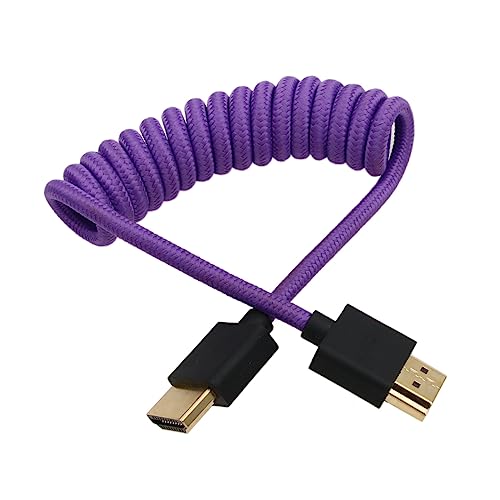 4K 8K 60p Cable Type A HDMI 2.1 to HDMI Braided Coiled for Atomos Ninja V SmallHD Blackmagic Portkeys Feelworld Monitor Fuji X-T5 Sony FX30 A7R5 Canon Nikon Z9 Camera Purple