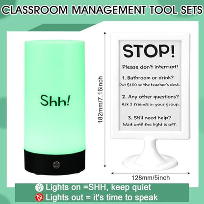 Retisee Classroom Management Tools for Teachers Quiet Classroom Light Interchangeable Desk Sign Teacher Management Kit Noise Control Behavior System Reduce Interruptions