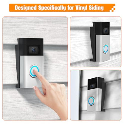 Vinyl Siding Angle Adjustment Doorbell Mount for R-ing Video Doorbell(2020 Release)/1/2/3/4/ Wired/Pro/Pro 2, Doorbell Corner Mounting Bracket Wedge Kit(4" Standard Vinyl Siding Only)