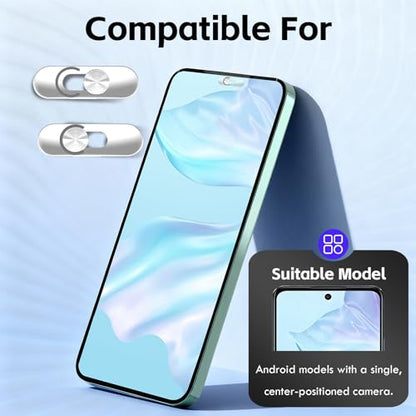 Front Camera Covers Compatible with Galaxy/iPad/Pixel | Smartphone Webcam Cover | Lens Protector, Camera Blocker for Privacy and Safety | 2Pack | Silver
