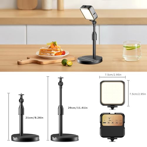 2-Pack Portable Rechargeable LED Video Light, Battery Powered Photography Lighting Kit with Stand & Phone Holder, Dimmable Camera Light for Live Streaming, YouTube, TikTok, Zoom, Video Recording