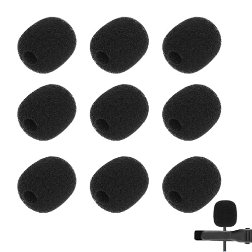 10 Pcs Mini Windscreen for Headset Microphone Small Lavalier Microphone Covers Foam Lavalier Microphone Windscreen Foam Cover Wind Screen for Mics Lapel Microphone Replacement Kit (Black)