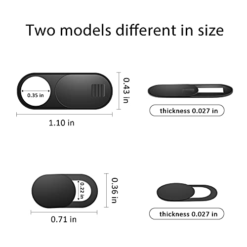 ZUCUCUC Laptop Camera Cover Slide, 12 Pack Webcam Cover, Phone Camera Cover, Ultra-Thin Computer Slide - Fits Most Laptop, Desktop, PC, Tablet, Smartphone to Protect Your Privacy and Security - color: Black (Small 6 Pcs+Large 6 Pcs)