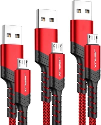 JSAUX Micro USB Charger Cable, (3-Pack 3.3ft+6.6ft+10ft) for Android Charger Micro USB to USB A Nylon Braided Cord Compatible with Samsung Galaxy S6 S7 Edge Note 5, Kindle and More-Red - color: Red, size: 3.3ft+6.6ft+10ft