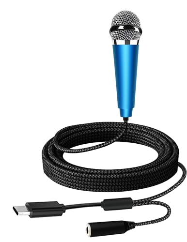 USB C Mini Microphone Karaoke, Portable ASMR Microphone for Android Phone/iPhone 15/Laptop/Mac, Wired Mic for Voice Recording, Singing, Interviews, Vlogs, YouTube, TIK Tok (Blue) - color: Blue