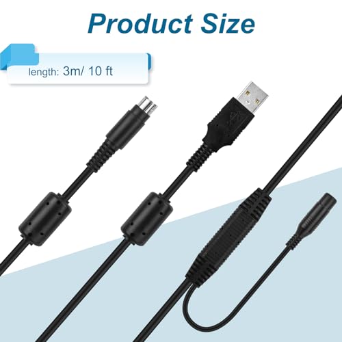 Replacement USB Webcam Power Cable Data Cord Compatible with Logitech CC2900e CC3500e 2900ep 3000e/ PTZ Pro Webcam Power Cable Data Cable, 10FT