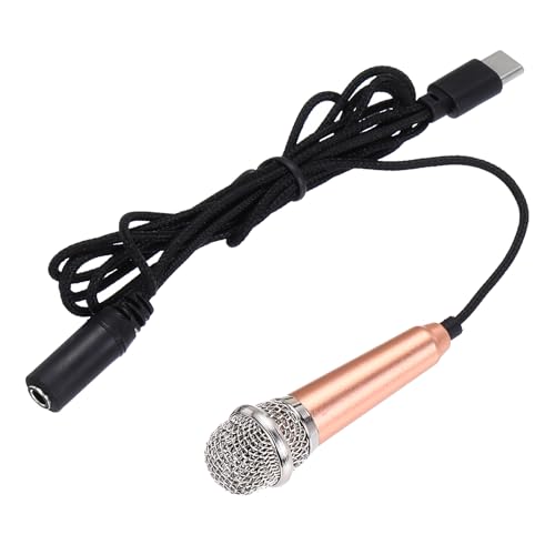 1 Pcs Mini Microphone, Mini Small Mic Tiny Microphone Phone Type C for Record Phone Voice, Gold
