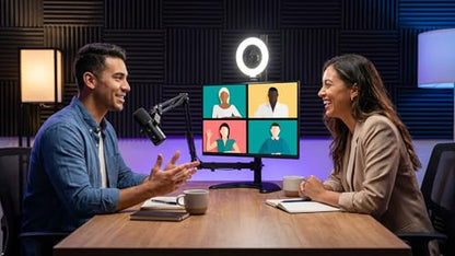 AllCast - Video Conference, Webinar and Podcast Complete System for Streamers, Vloggers & Gamers - Includes Monitor Mount, Microphone, Ring Light, Web Cam, USB Hub