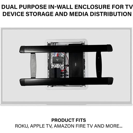 Legrand - OnQ Cable Management, In-Wall Media Box, Dual Purpose Structured Wiring Enclosure, TV Home Theater Recessed Storage Box, 17 Inch, White, ENP1700NA - size: 17 inch
