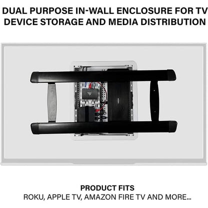 Legrand - OnQ Cable Management, In-Wall Media Box, Dual Purpose Structured Wiring Enclosure, TV Home Theater Recessed Storage Box, 17 Inch, White, ENP1700NA - size: 17 inch