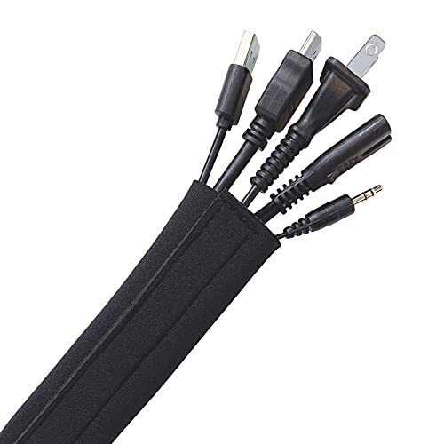 Hook and Loop Cable Sleeve by Wrap-It Storage - 120" x 4.5" Black - Cut to Size Cord Organizer and Cable Protector for Desk, TV Cord Management to Hide and Cover Wire and Extension Cords - size: 120 in
