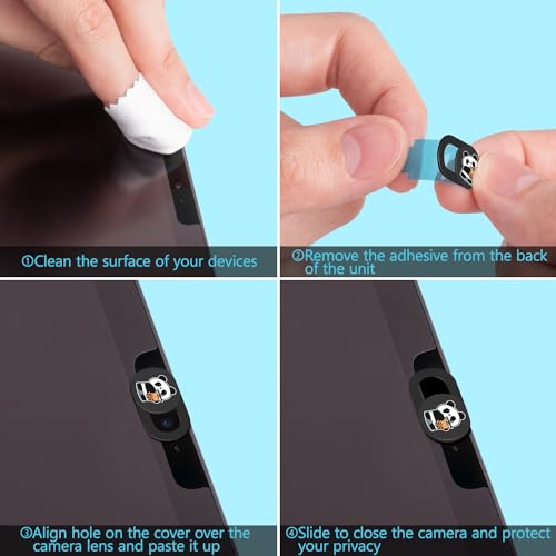 Laptop Camera Cover Slide, Computer Camera Cover, Camera Privacy Cover, Webcam Accessories for Laptop, iPhone, iPad, Computer, MacBook, Smartphones, Protective Covers for Personal Privacy Security - color: Drink Panda-Black