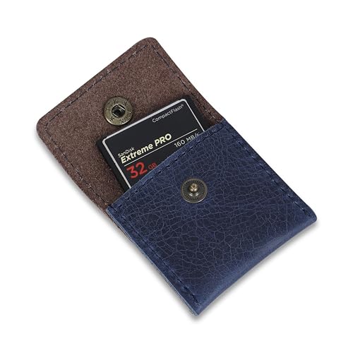 Blue Leather Pouch Wedding Engagement Ring Holder for Men & Women - Handcrafted Leather Ring Case Bridal Jewellery Storage - color: Blue