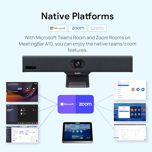 Yealink A10-020 All-in-One Video Conferencing System 4K Conference Room Camera Android Meeting Bar A10 with CTP18 Touch Panel for Small Rooms Certified by Microsoft Teams Room, Zoom Room - size: A10-020