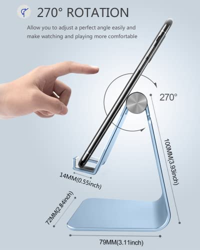 CreaDream Adjustable Cell Phone Stand, Phone Stand, Cradle, Dock, Holder, Aluminum Desktop Stand Compatible with Phone 13 12 Pro Max Charging, Accessories Desk, All Mobile Phones, Sierra Blue - color: Sierra Blue