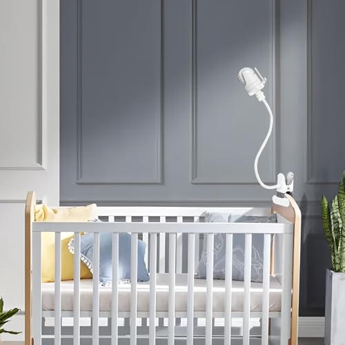 Baby Monitor Mount Holder Compatible with Infant Optics DXR-8/DXR-8 Pro, Momcozy BM01/BM03/BM04 and Other Cameras with 1/4" Threaded Hole, 16 inches Flexible Clip Clamp Mount Without Tools - color: White