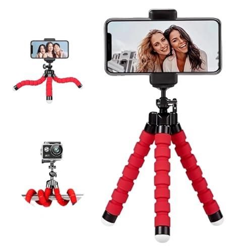 Mini Portable Phone Tripod Stand with Flexible Legs，Suitable for Mobile Phone and Compact Cameras Lightweight Tripod for Desk, Outdoor Vlogging Content Creation (Red) - color: Red
