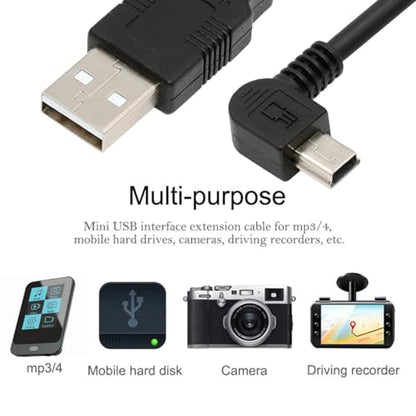 JSER Mini USB2.0 5Pin Type-B Male 90 Degree Right Angle to USB 2.0 Type-A Male Power Data Cable 480Mbps Compatible with Computer Camera Laptop Desktop MP3 MP4 (Right Angle 1.6ft/0.5m) - size: 0.5m, style: Right Angle