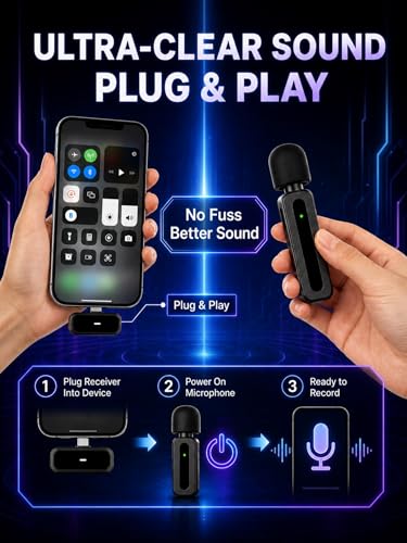 Wireless Lavalier Microphone for Smartphone - Portable with Noise Reduction - Ideal for Vlog, Podcast, YouTube, TikTok, Interviews, Online Teaching