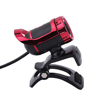 USB 2.0 0. Pixels Clipon Webcam,Clip on PC Camera,Plug and Play HD Web Camera with 360 Rotating Stand & Builtin Microphone for PC (Red) - color: Red