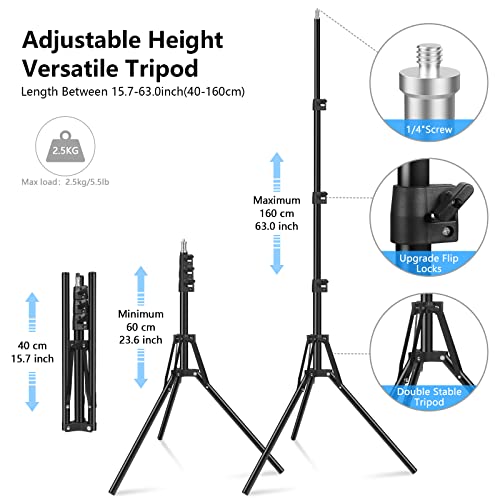 2 Packs RGB LED Video Light with Adjustable Tripod Stand/White Filters, Dimmable 2500-6500K USB Video Conference Lighting Kit for YouTube Photography/Game Zoom Live, Streaming,TikTok, 1.6M