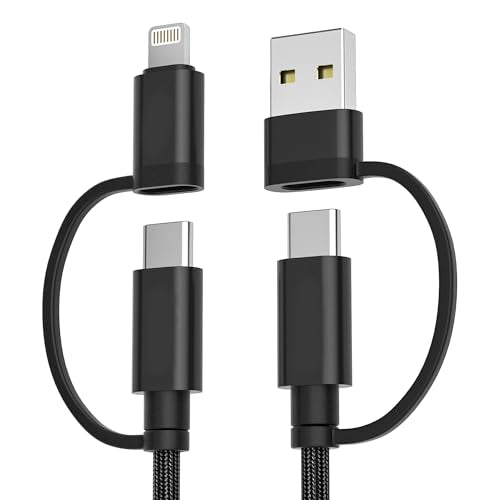 Basesailor for iPad mini 7th Charging Cord 3.3ft,iPad Pro 10th Air 4 5th Generation Cable,60W Fast Charging Multi Charger Cord with USB/Lightning Converter for Apple 17 16 15 Pro,iPad 8th 9th,S10 S9 - color: Black, size: 3.3FT/1M