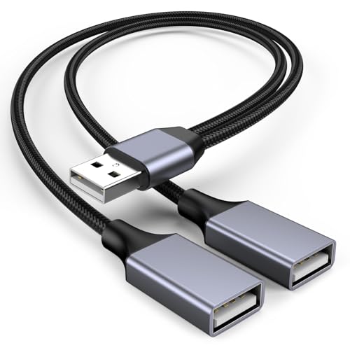 USBA Y Splitter 1 in 2 Out, USB Male to 2 Female Cable for PC, Tablet, Laptop, MacBook, Keyboard, PS4, PS5, Mouse, FlashDrive, LED, Etc. - size: 1 Pack