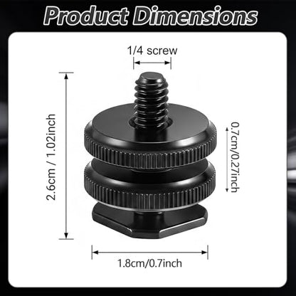 4 Pack Camera Hot Shoe Mount to 1/4"-20 Thread Tripod Screw Adapter Flash Cold Shoe Mount Bracket for DSLR Camera Cage Rig LED Monitor Microphone Etc