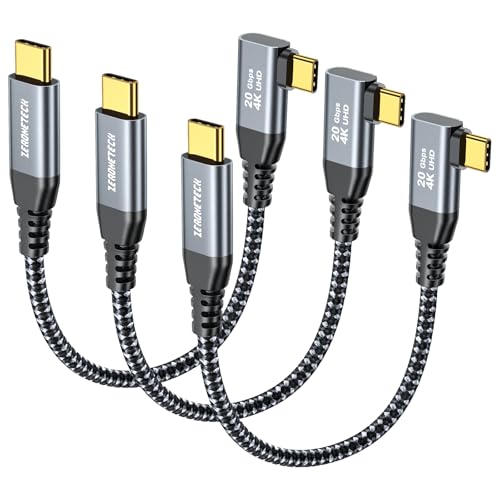 ZeroneTeck 6 inch USB C to USB C Cable [3-Pack 0.5FT], 20Gbps USBC High Speed Data Transfer Cord Short, Right Angle USBC 3.2 Gen 2×2 100W Charge, 4K@60Hz Type C Monitor Cable 90 Degree for MacBook,SSD - color: Black, size: 0.5FT+0.5FT+0.5FT, style: Right