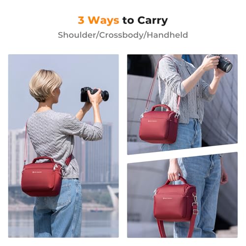 K&F CONCEPT Camera Sling Bag Small Crossbody Camera Case DSLR/SLR/Cute Compact Shoulder Photography Bags for Photographers - color: 10-Red