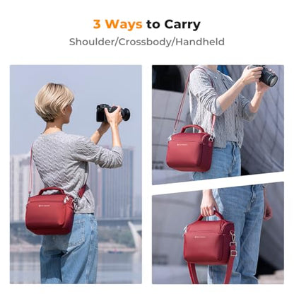 K&F CONCEPT Camera Sling Bag Small Crossbody Camera Case DSLR/SLR/Cute Compact Shoulder Photography Bags for Photographers - color: 10-Red