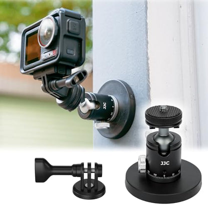 JJC Metal Magnetic Camera Mount with Ball Head, 1/4"-20 Screw & Cold Shoe, for DJI Osmo Pocket 4 3 Nano Action 6 5 Pro 4 3 for Gopro Hero 13 12 11 10, for Insta360 X5 X4 X3 Ace Pro 2, Digital Camera - color: Metal Magnetic Mount with Ball Head & 1/4