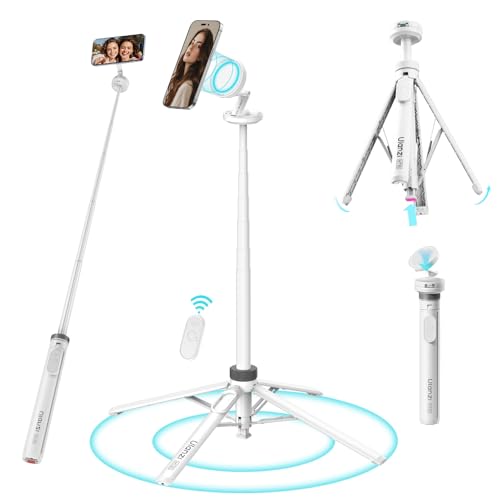 ULANZI MT85 Magnetic Phone Tripod for iPhone – 60" Extendable & Automatic Selfie Stick with Remote, Portable iPhone Tripod Stand for Video Recording, Live Stream, Vlog, White - color: White
