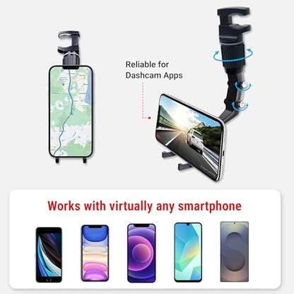Lounge-IT Car Phone Holder, Magnet+NoSlip Rests, 2-mounts-in-1 Mirror+Vent Mount, Works with iPhone, Samsung Galaxy, Pixel, Motorola, etc, Black