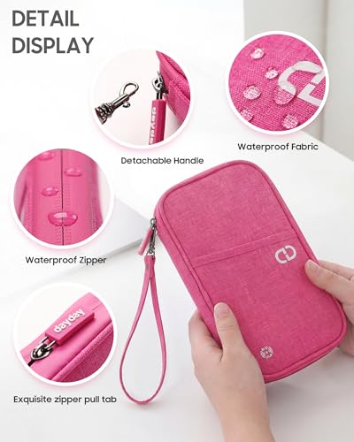 Travel Passport Holder - Family Passport Wallet Holder | lightweight - color: Rose Red