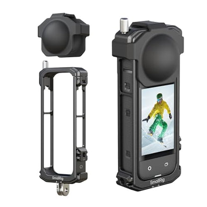 SMALLRIG Cage for Insta360 X4, Aluminum Protective Case for Insta 360 X4 with Silicone Lens Cover, Built-in Cold Shoe and 1/4"-20 Anti-Deflection Threaded Hole - 4278 - style: for Insta360 X4