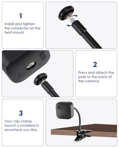 2 Pack Flexible Clip Clamp Mount Compatible with Blink Outdoor 2K+/ Outdoor 4/(3rd Gen) XT3/Blink XT/XT2/Mini, Clip Holder with 15.7 inches Gooseneck Arm for Your Blink Camera Without Any Tools - size: 15.7inch