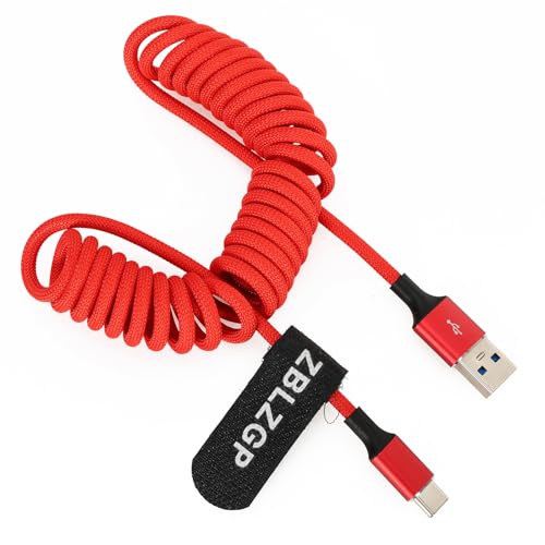 Braided USB C to USB A Cable Nylon, USB 3.0 Fast Charge & Data Transfer, for Fujifilm X-T4, Blackmagic PCC 4K, Atomos Ninja V, DJI Drone - color: Red Braided, style: USB-A to USB-C